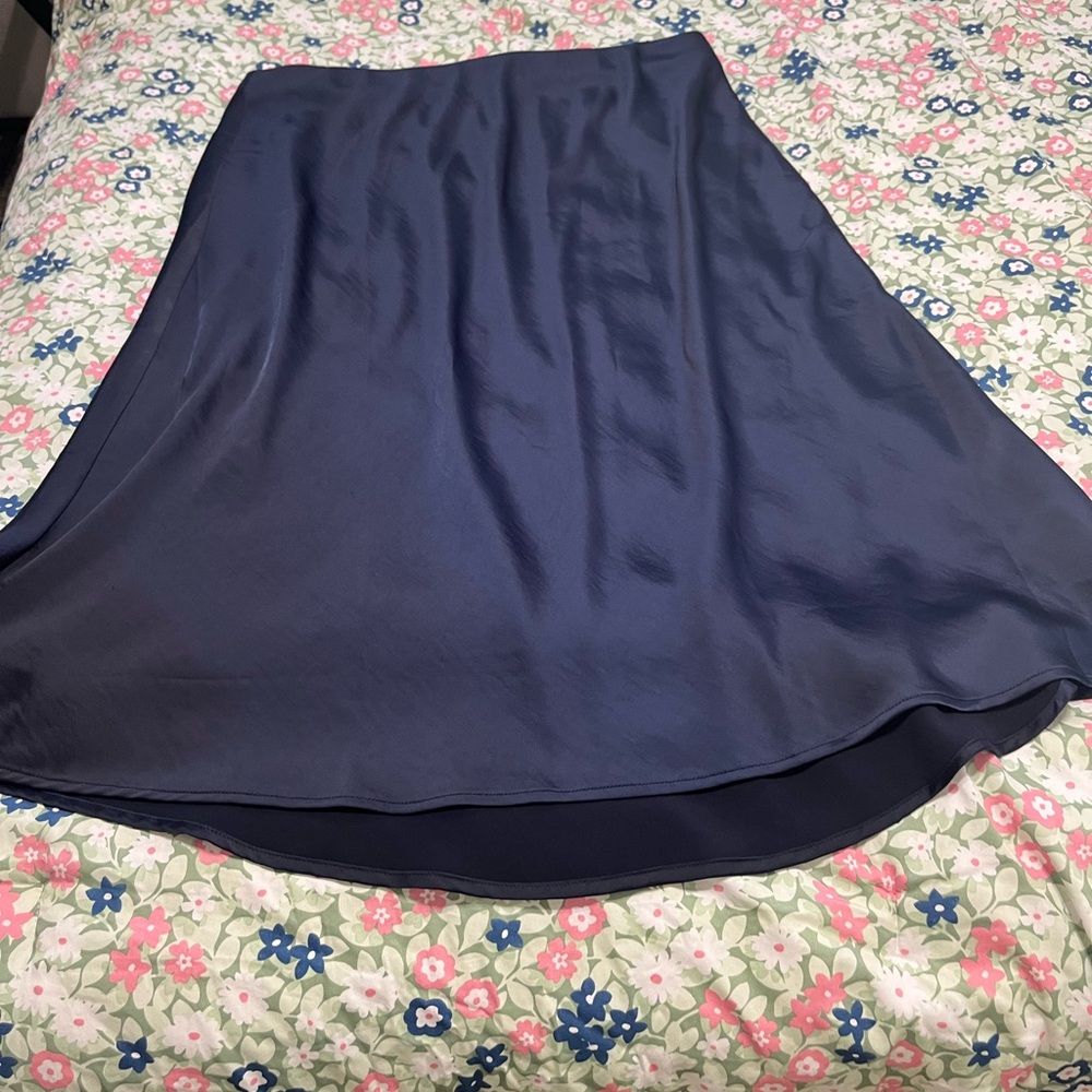 Lane Bryant Blue Midi A-Line Skirt High-Low Casual